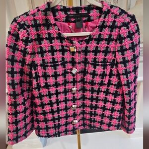 Marc Jacobs Women's Pink and Black Tweed Jacket
